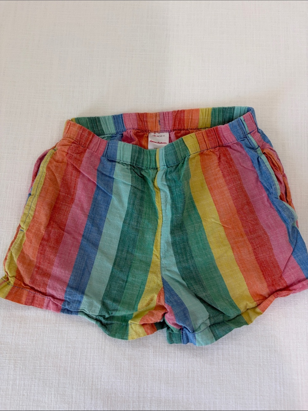 Hanna Andersson Multicolor Rainbow Stripe High-Waist Shorts